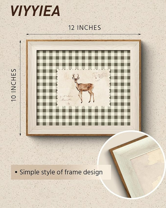 VIYYIEA Framed Wall Art for Living Room, Sika Deer Stamp Canvas Prints - Image 2