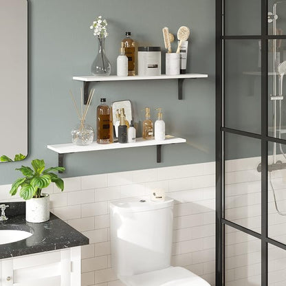 DINZI LVJ Long Wall Shelves, 23.6 Inch Wall Mounted Shelves Set of 2, - Image 2