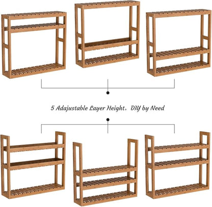 Domax Bamboo Bathroom Shelf 3-Tier Wall Mount Storage Rack Multifunctional - Image 6