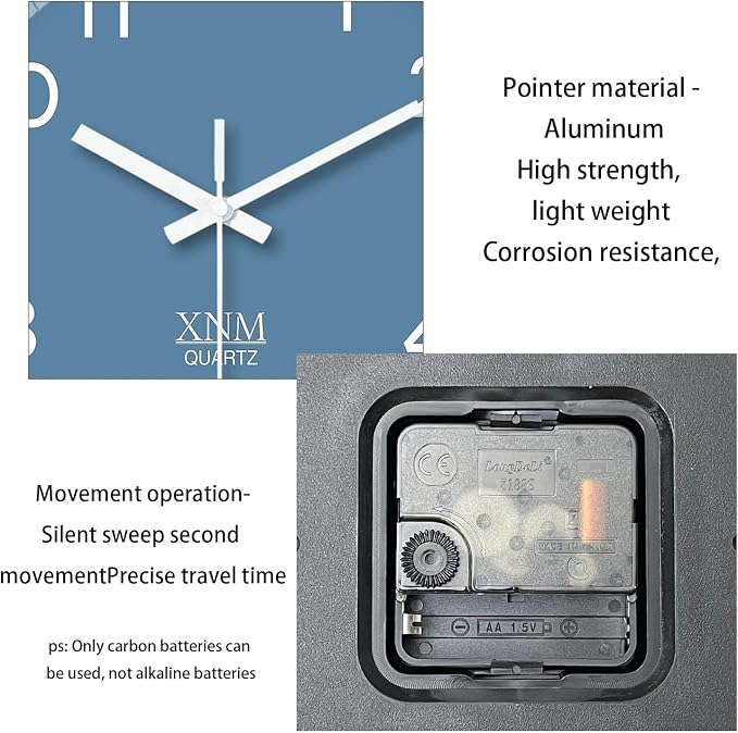 XNM Blue Minimalist Wall Clocks Battery Operated 8 Inch Classic Analog Clock - Image 8