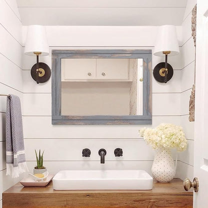 AAZZKANG Wood Framed Mirror Rectangular Rustic Wall Mirrors Decorative Large - Image 6