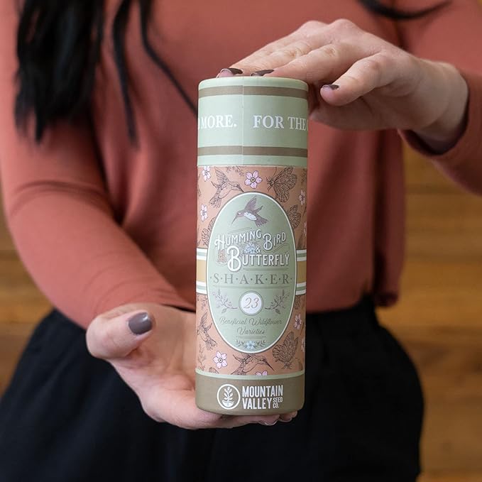 Wildflower Seeds Shaker - Hummingbird and Butterfly Mix - 100,000+ Wild Flower Seeds - in Beautiful Easy to Sow Seed Shaker - Attract Pollinators with These 23 Pure Non-GMO Varieties