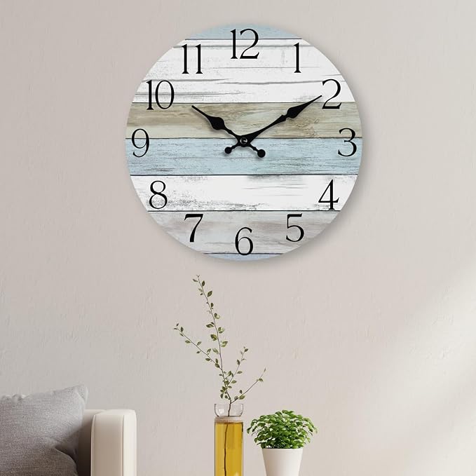 Wall Clock, Silent Non Ticking Wall Clocks Battery Operated, Rustic Wooden - Image 5