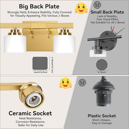 4-Light Bathroom Light Fixtures, Classic Wall Light Fixture - Image 7