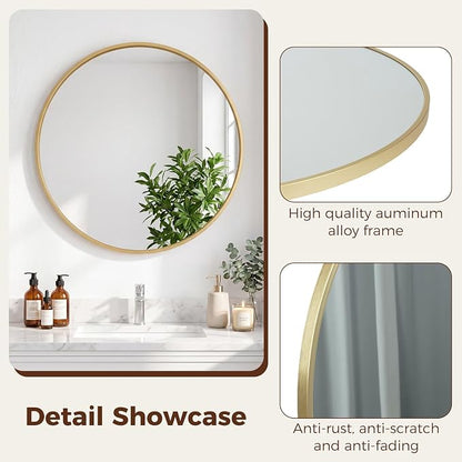NEWBULIG 24 Inch Round Wall Mirror, Bathroom Mirror - Image 4