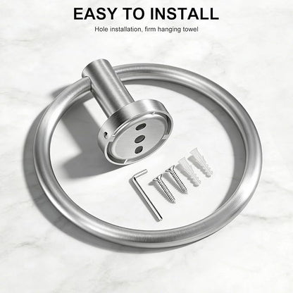 SetSail Towel Holder for Bathroom Wall Silver Towel Ring Stainless Steel Hand - Image 5