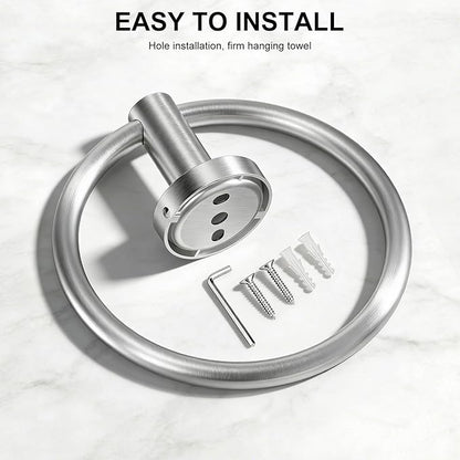 SetSail Towel Holder for Bathroom Wall Silver Towel Ring Stainless Steel Hand - Image 5