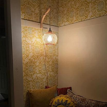Frideko Bamboo Wall Sconces Set of Two Plug in, Boho Wall Lamp - Image 7
