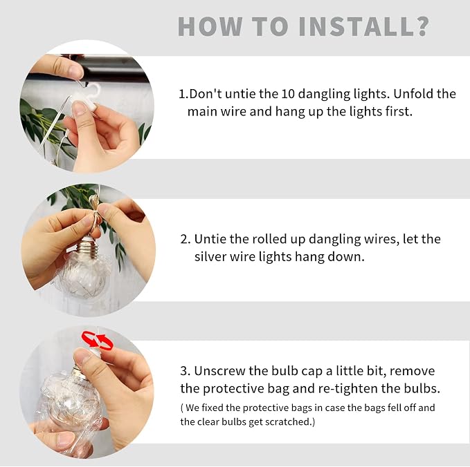 YOLIGHT Wishing Ball Curtain Lights 200 LED Window Curtain String Lights - Image 8