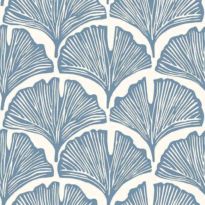 Tempaper x Novogratz Waverly Blue Feather Palm Removable Peel and Stick by TempaperCo