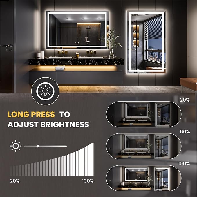 LOAAO 62"x36" LED Bathroom Mirror - Image 3