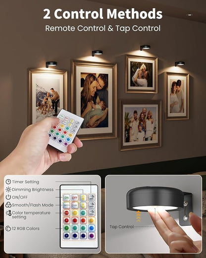 Picture Lights for Wall, Wireless 2000mAh Rechargeable Magnetic LED Puck Lights - Image 7