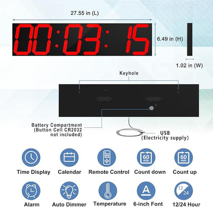 CHKOSDA Digital Wall Clock, Oversize Led Digital Clock Large Display - Image 2