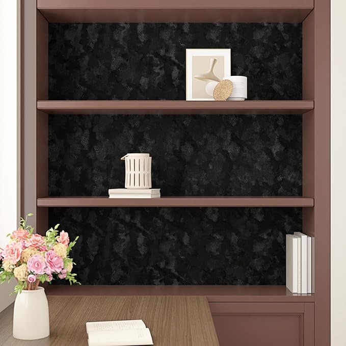 Wallercity Black Floral Velvet Peel and Stick Wallpaper Soft Flocking Fabric - Image 7