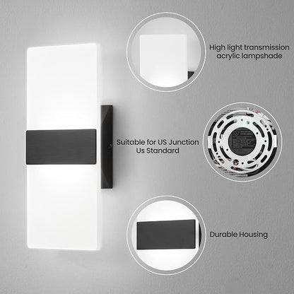 12 Inch Modern Black LED Wall Sconce, Indoor Dimmable Wall Lights, 12W - Image 5