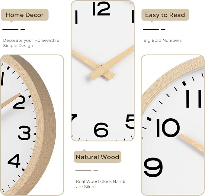 AKCISOT Wall Clock 14 Inch, Boho Large Wall Clocks Battery Operated Non Ticking - Image 4