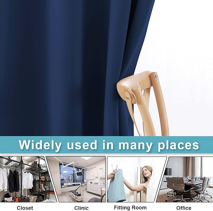 RYB HOME Room Divider Curtains, Solid Heavy Duty Blackout Drapes Soundproof - Image 5