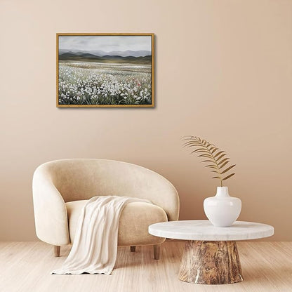 OIQArtOIQ Vintage Wildflowers Landscape Wall Art Framed Floral Natural Scenery - Image 4