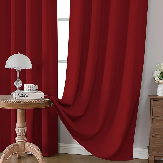 CUCRAF Red Blackout Curtains 84 inch Length 2 Panels Set, Rod Pocket Room - Image 5