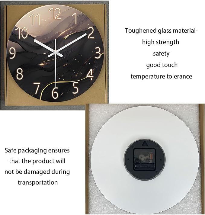 Large Wall Clocks Battery Operated 16 Inch Marble Glass Wall Clock - Image 6