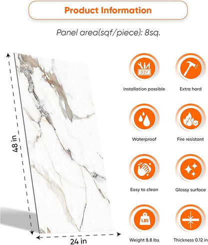 IZODEKOR 4 Pcs 24"x48" PVC Marble Wall Panels - Image 2