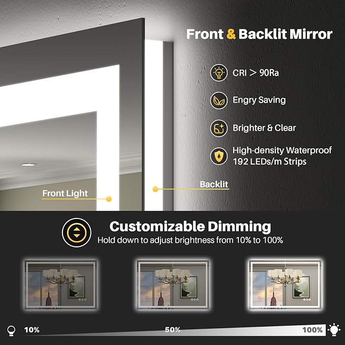 Briivue 36x32 Inch LED Bathroom Mirror - Image 3