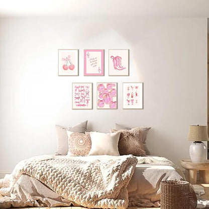 Uniro Coquette Room Decor Pink, Trendy Bows Wall Art Posters - Image 4