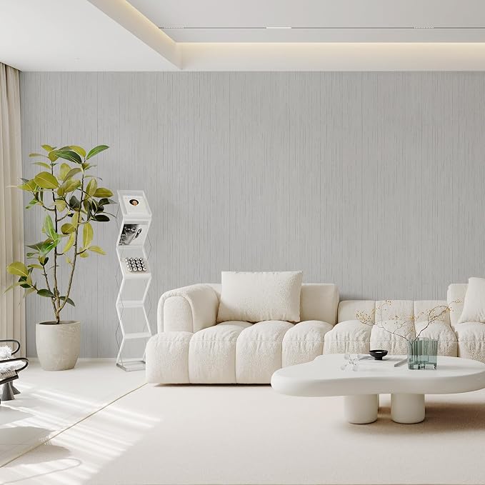 Grey Grasscloth Peel and Stick Wallpaper A Set of 23.6" X 480" Self-Adhesive - Image 5