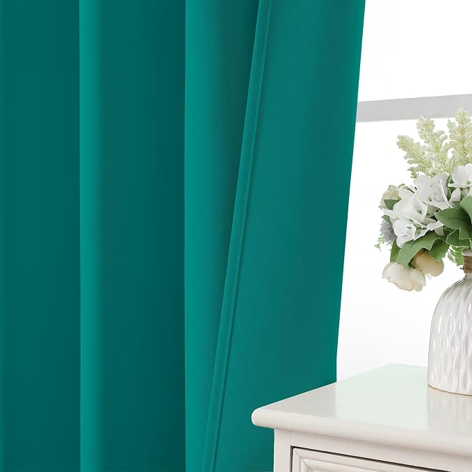 CUCRAF Turquoise Blackout Curtains 84 inch Length 2 Panels Set, Rod Pocket Room - Image 6