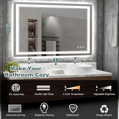 48x40 Inch LED Bathroom Mirror - Image 2