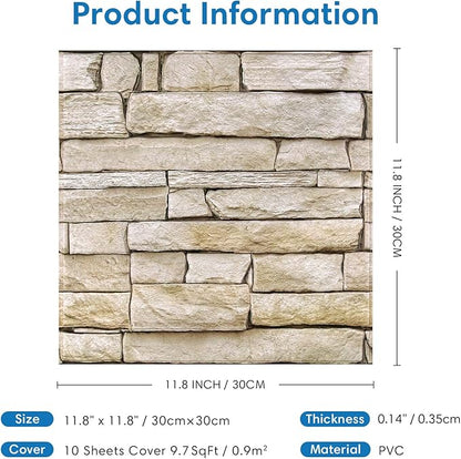 COMSTICKC 3D Peel and Stick Faux Stone Wall Sticker, Ultra-Light Thin PVC Rock - Image 5