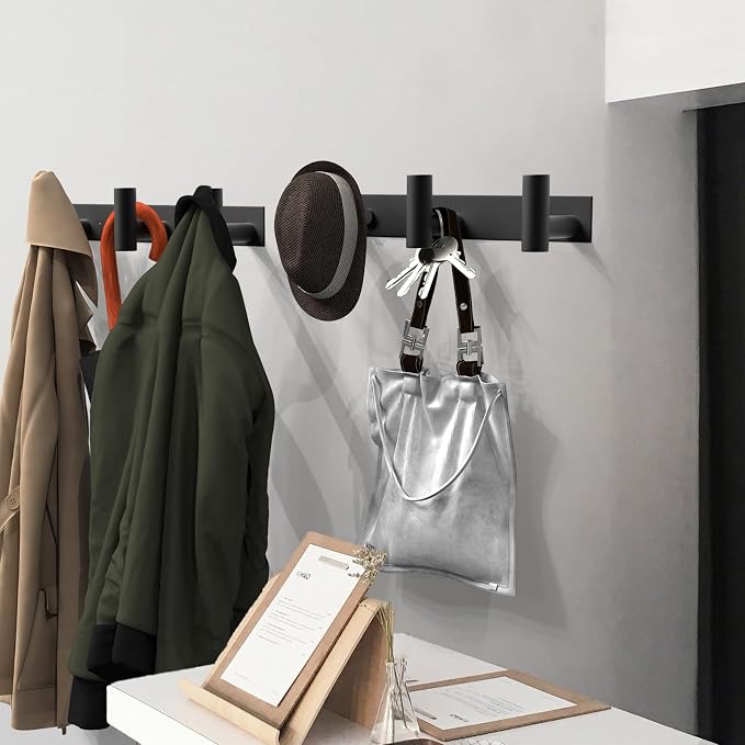VAEHOLD Black Hat and Coat Wall Mount Rack - Image 6