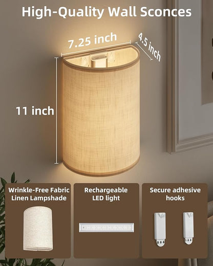 EZVALO Battery Operated Wall Sconce, Rechargeable Wall Sconces Set of Two - Image 7