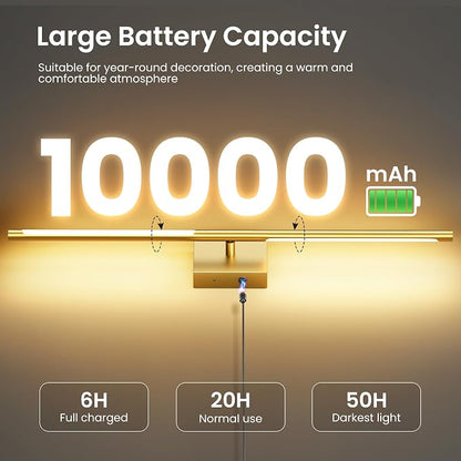 Battery Operated Wall Sconces Set of Two, 10000mAh Rechargeable Wall Lights - Image 3