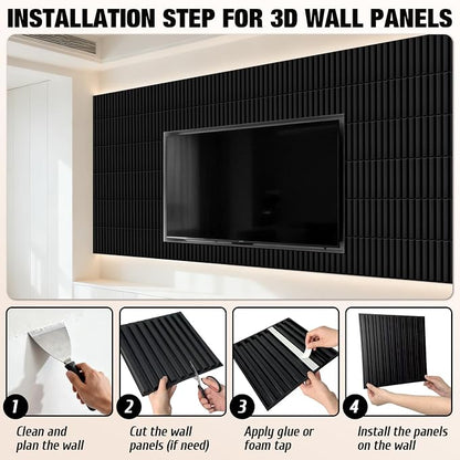 Qidejoy 33 Pcs 3D PVC Slat Wall Panels 12X12in Fluted Textured Paneling Modern - Image 6