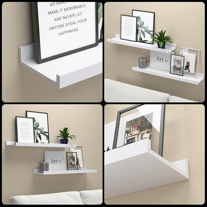 Boswillon 23.6 Inches Long Floating Shelves, 2 Set Modern White Wall Shelf - Image 4