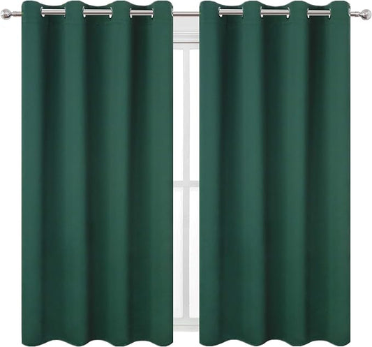 LEMOMO Blackout Curtains 52 x 45 inch/Green Curtains Set of 2 Panels/Thermal - Image 2