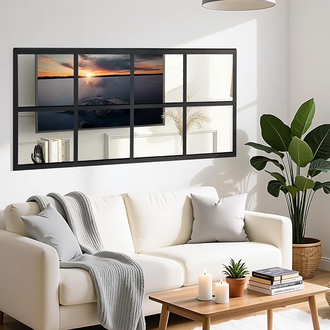 DUMOS Wall Mirror 24" x 36", Rectangle Window Pane Decorative Mirror, Metal - Image 7