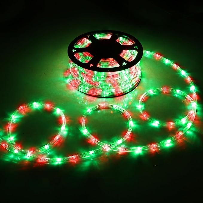 150ft LED Rope Lights Outdoor, 1080 LED Connectable and Flexible Tube Lights with 8 Modes, Waterproof LED Rope Lighting for Garden Patio Pool Bedroom PartyIndoor Outdoor Christmas Decor (Red & Green)