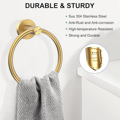 SetSail Towel Holder Screw-in Gold Towel Ring - Image 2
