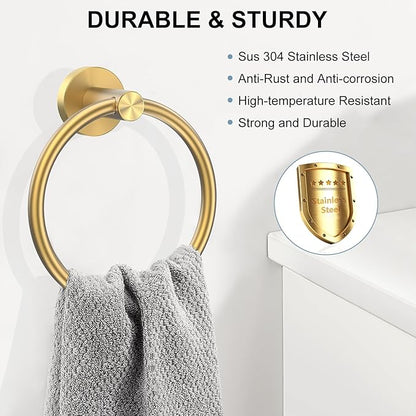 SetSail Towel Holder for Bathroom Wall Gold Towel Ring Stainless Steel Hand - Image 2