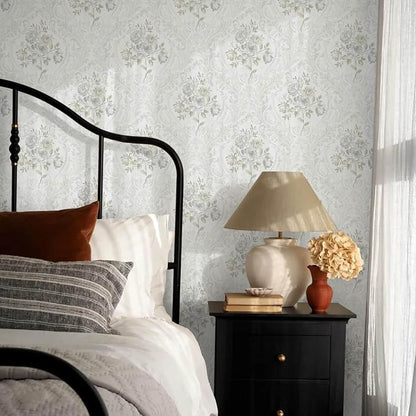 Ismoon Vintage Peel and Stick Wallpaper Floral Contact Paper Boho White and - Image 7