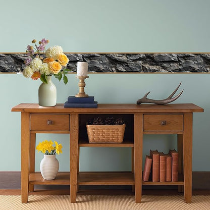 Stone Wallpaper Border 196x4 Inch Peel and Stick Wall Border Dark Slate Rock - Image 6