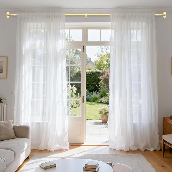 Curtain Rods 32-46 Inch, 1 Inch Adjustable Heavy Duty Room Darkening Window - Image 6