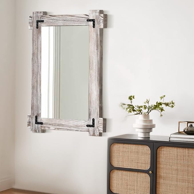 MeMoreCool White Farmhouse Bathroom Mirror, 30x20 Inch White Wood Framed Wall - Image 7