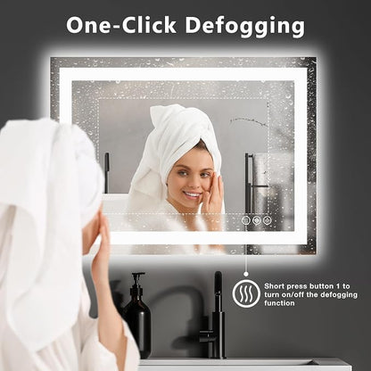 DUMOS 36.1"x48.1" LED Bathroom Mirror, Smart Anti-Fog Bathroom Vanity Mirror - Image 3