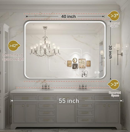 40x30 Inch LED Mirror for Bathroom, Brushed Sliver Metal Frame Lighted Vanity - Image 7