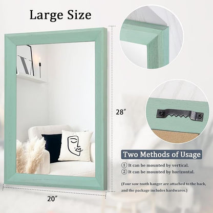 AAZZKANG Wood Framed Mirror Rectangle Modern Farmhouse Wall Mirrors Decor Large - Image 2