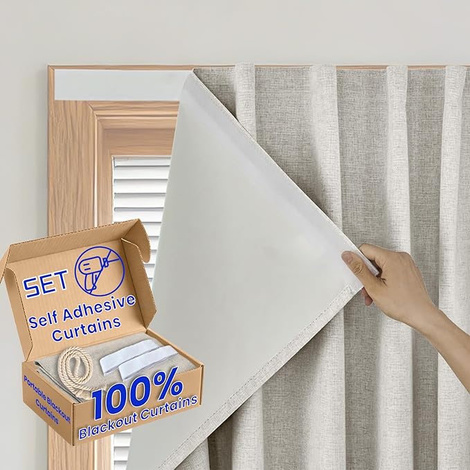 No-Drill 100% Blackout Window Curtain by Sovtfides