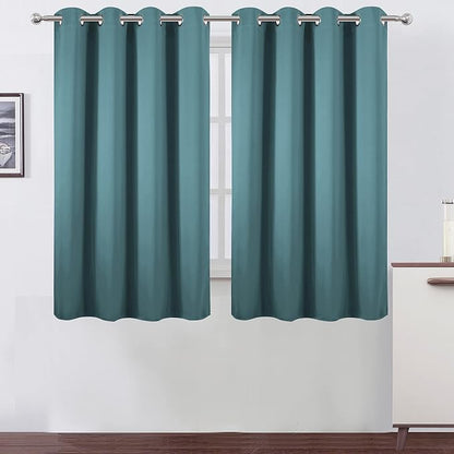 LEMOMO Sea Teal Thermal Blackout Curtains/52 x 54 Inch/Set of 2 Panels Room by Lemomo